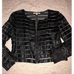 Faux leather and mesh black jacket!